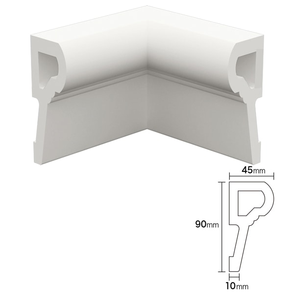 NEX032C｜内装・外装用不燃モールディング 入隅材 NEXモール 90×120