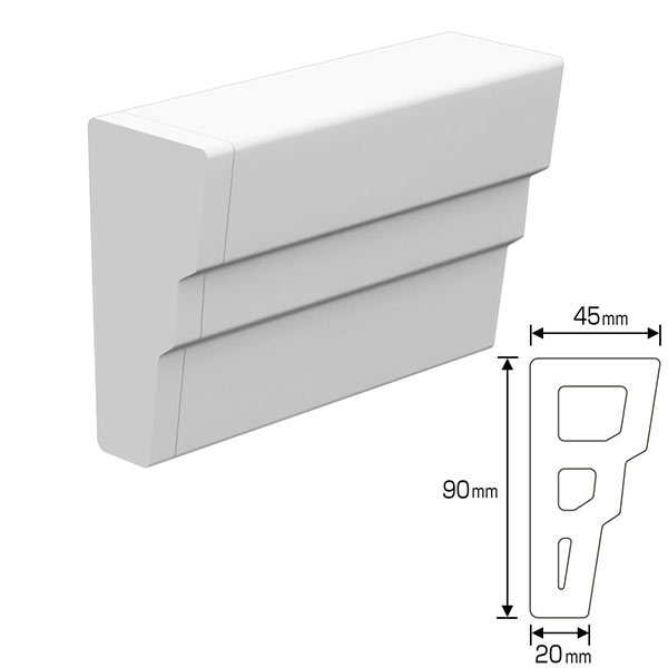 NEX033E｜内装・外装用不燃モールディング エンド左 NEXモール 90×45