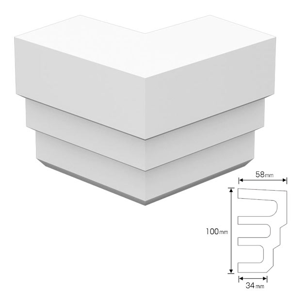 NEX050B｜内装・外装用不燃モールディング 出隅材 NEXモール 100×62