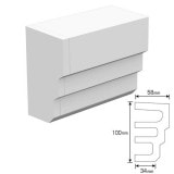 NEX050E｜内装・外装用不燃モールディング　エンド左　NEXモール　100×58×120mm|モールディング|NEXモール（内装用・外装用不燃材モールディング）