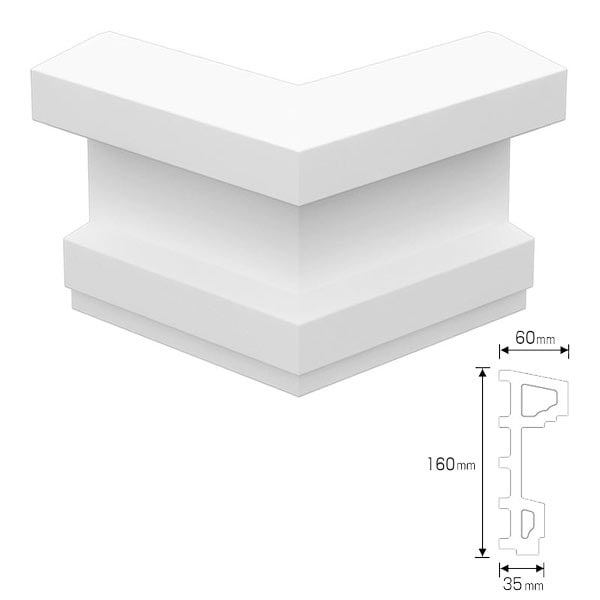 NEX060B｜内装・外装用不燃モールディング 出隅材 NEXモール 160×150