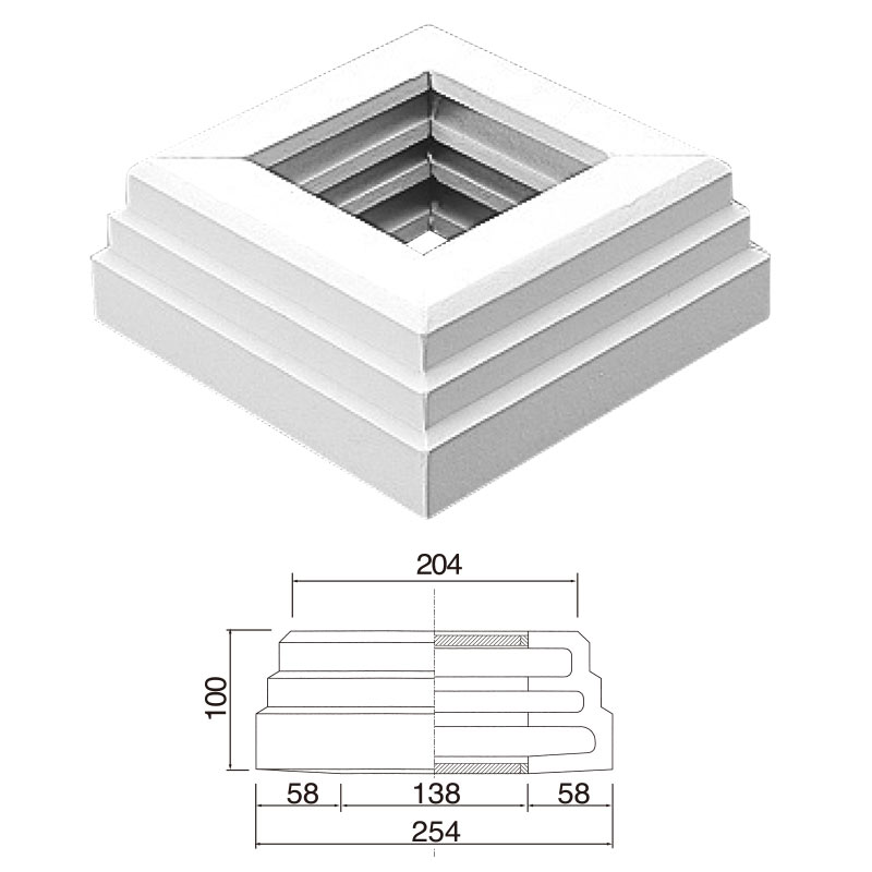 NEX200C｜内装・外装用不燃モールディング 柱台座 NEXモール 100×254