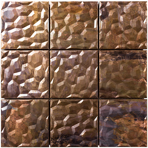 NTL009｜銅張モザイクタイル 3D銅 陶器製/表面銅張 300×300mm｜銅張り