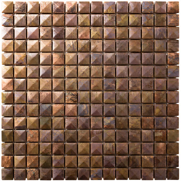 NTL008｜銅張モザイクタイル 3D銅 陶器製/表面銅張 300×300mm｜銅張り
