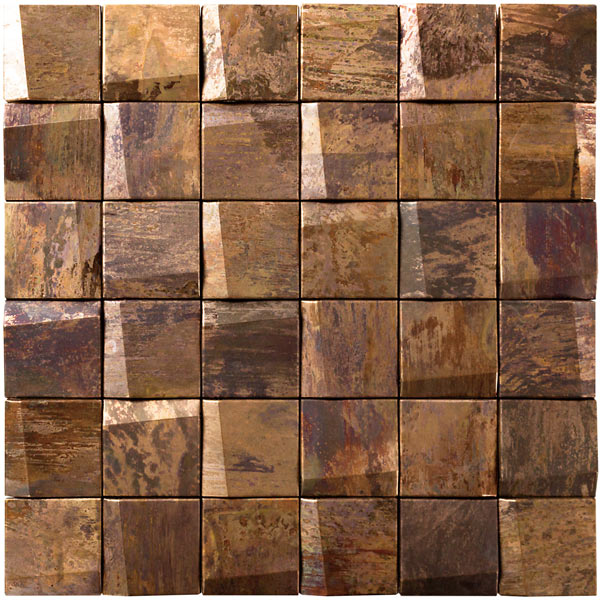NTL004｜銅張モザイクタイル 3D銅 陶器製/表面銅張 300×300mm｜銅張り