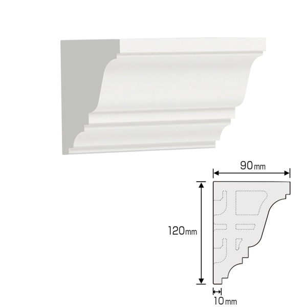 NEX5219E｜内装・外装用不燃モールディング エンド左 NEXモール 120×90