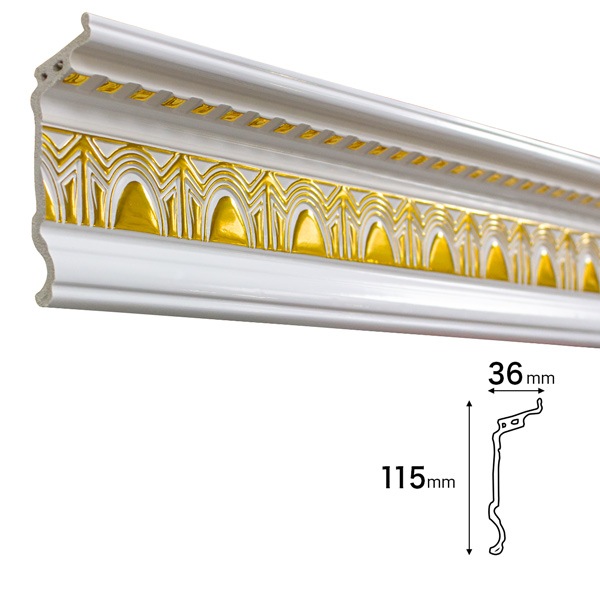 Npc501wg Pvc製ゴールド調モールディング 廻り縁 プリンセスモール 115 36 2800mm プリンセスモール 金色調モールディング みはしショップ