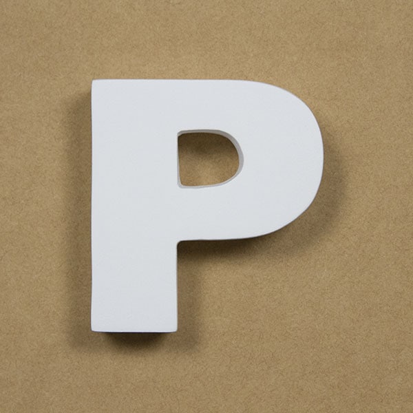 NFRC0P-SMALL｜アルファベットオブジェ FRP製 P 小 76×71×22mm