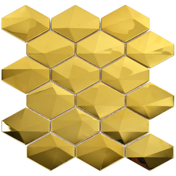 NTL107｜ステンレスモザイクタイル 3Dステンレス鋼 ゴールド 300×315