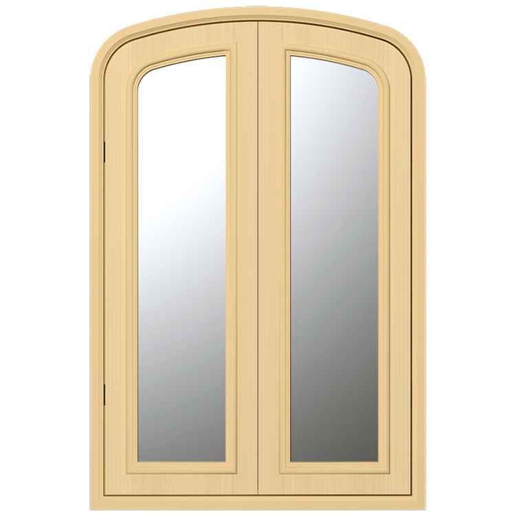 NWD01｜ハーフオーバル窓 ガラス両開き 生地塗装 1200×800mm ※受注生産