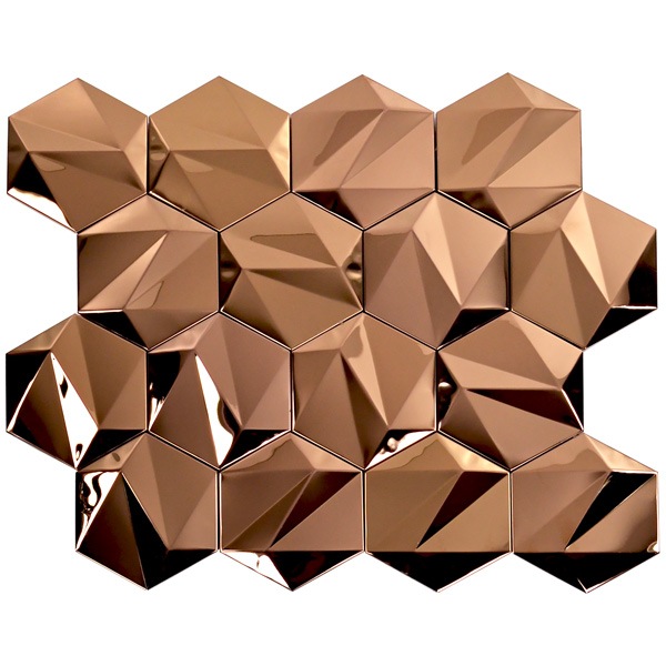 NTL105｜ステンレスモザイクタイル 3Dステンレス鋼 ローズゴールド 275