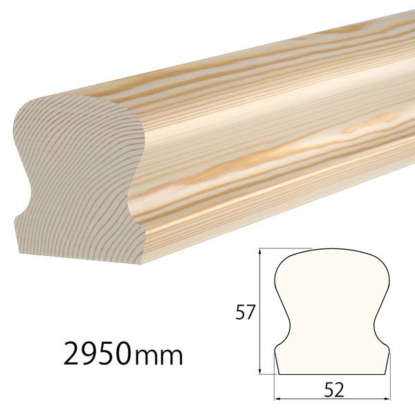 NPEHF1｜木製手すり パイン集成材 サントニア 57×52×2950mm