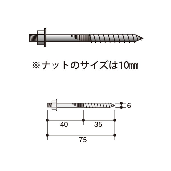 NM-110｜丸手すり接続用ボルト スチール 24本入 40×35×6mm｜手すり・丸