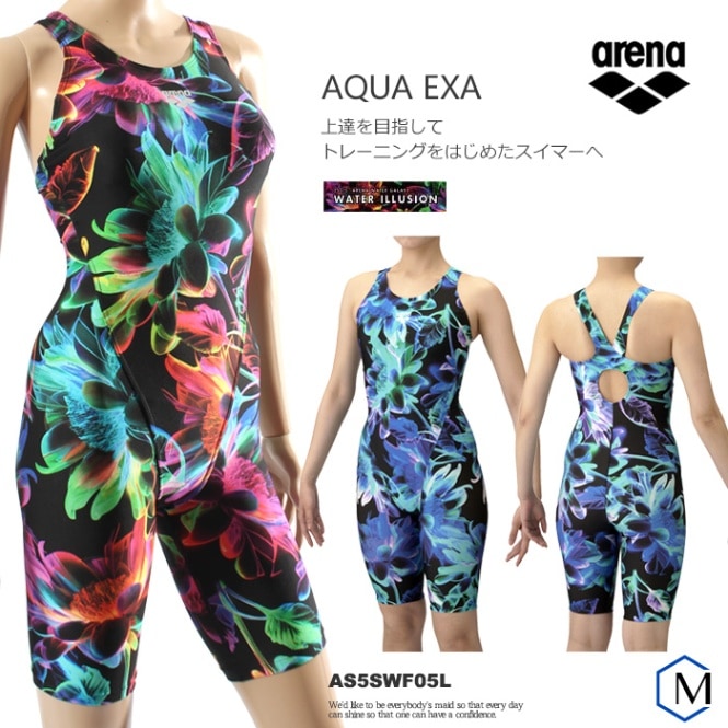 フィットネス水着 Hバックオールインワン NIGHT LEAVES 黒 S-L