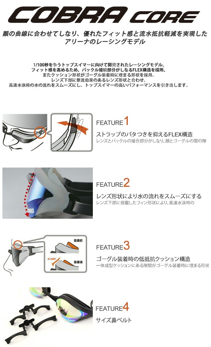 �����оݾ���2�İʾ�Ǥ����ߤ�ץ쥼��Ȣ���FINA��ǧ��ǥ� ���å���󤢤� �����ѥ����ॴ������ �ߥ顼��� COBRA CORE ���֥� ���� arena ���꡼��  AS5SGG04U