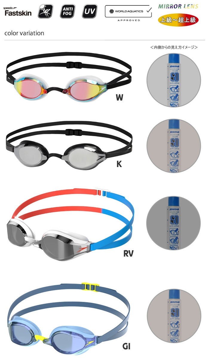 FINA承認モデル クッションあり 競泳用スイムゴーグル 水泳用 ミラー