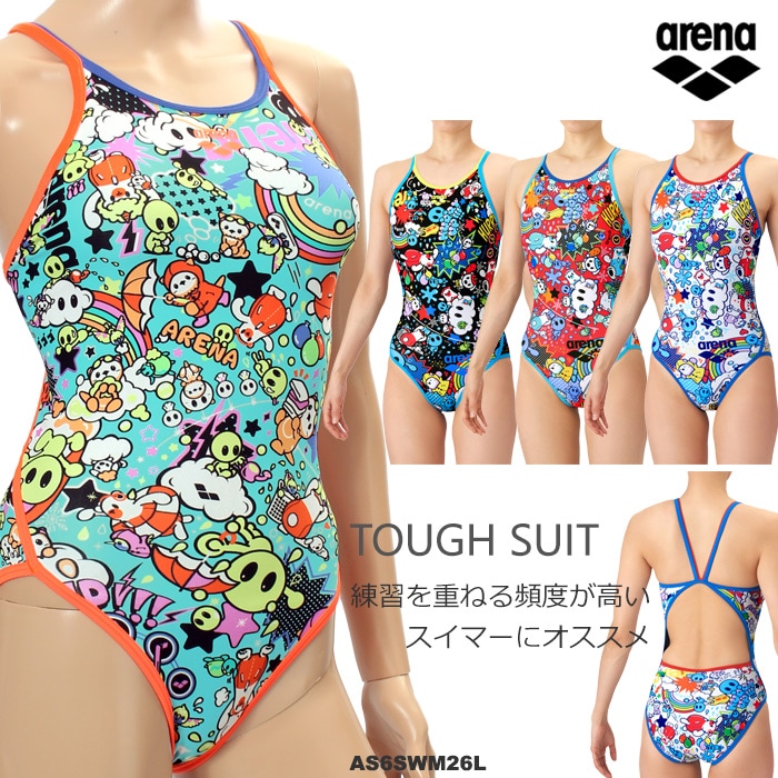 アリーナ 練習用 競泳水着 AS5SWM29L PKBK SS ☆【今だけステッカーをプレゼント♪】レディース 競泳練習用水着