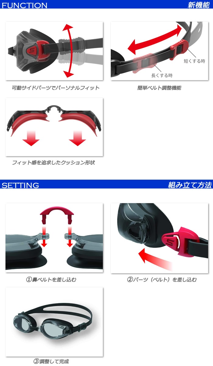 クッションあり 度付きレンズ（片目） フィットネス用 スイムゴーグル