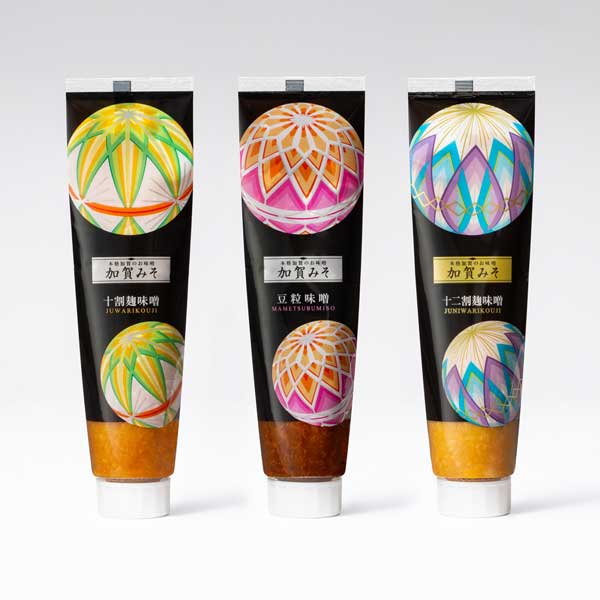 ≪加賀味噌食品工業協業組合≫加賀みそチューブ 加賀てまり3本セット（十二割麹味噌、十割麹味噌、豆粒味噌）【送料無料 金沢 パウチ お手軽 キャンプ 簡単 便利】