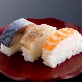 ≪手押し棒鮨 舟楽≫棒鮨三撰　彩  ※配達日時をご指定下さい【金沢 近江町市場 手みやげ お土産 棒寿司 海老 えび 鯖】