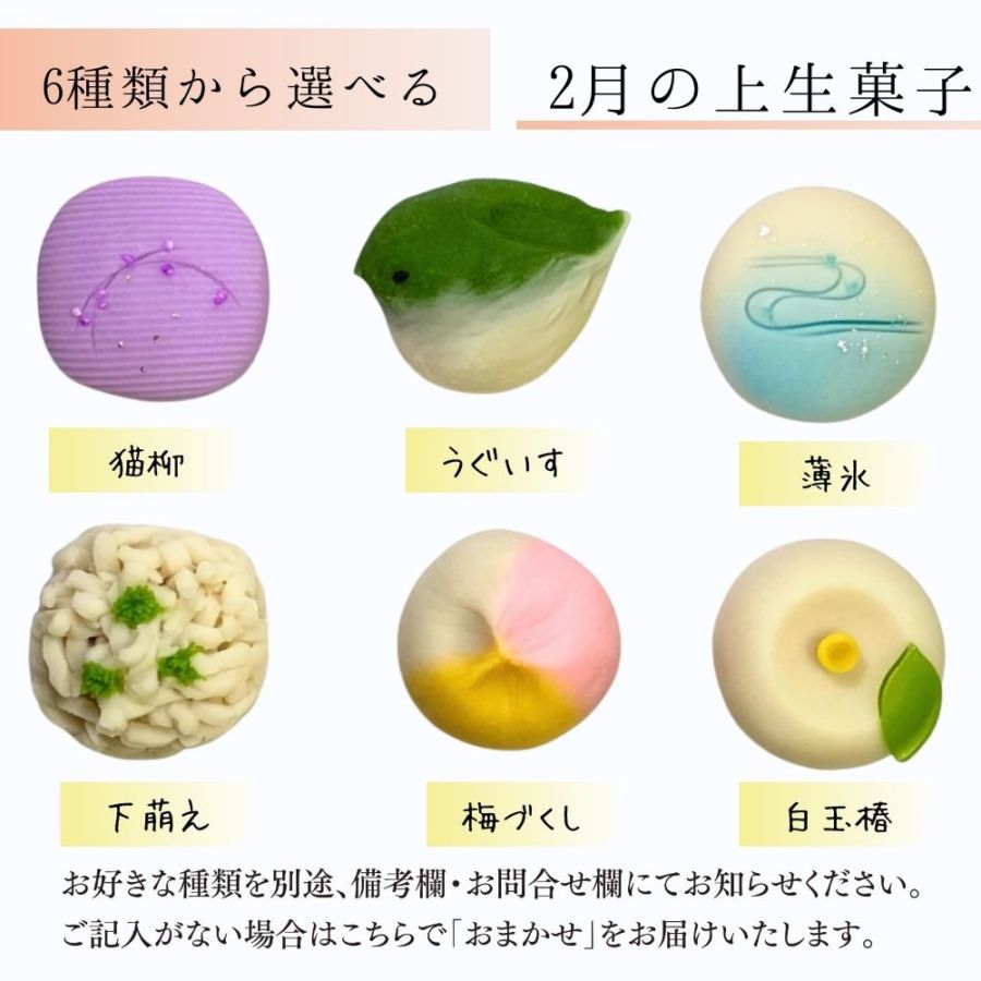 ≪菓匠まつ井≫金沢の和菓子 四季の上生菓子6個セット　お好きな種類が選べます 【石川県 老舗 練りきり 和スイーツ 冷凍 季節 おすすめ 通販 お取り寄せ ギフト 月替り 詰め合わせ キレイ 可愛い 美味しい 白あん】