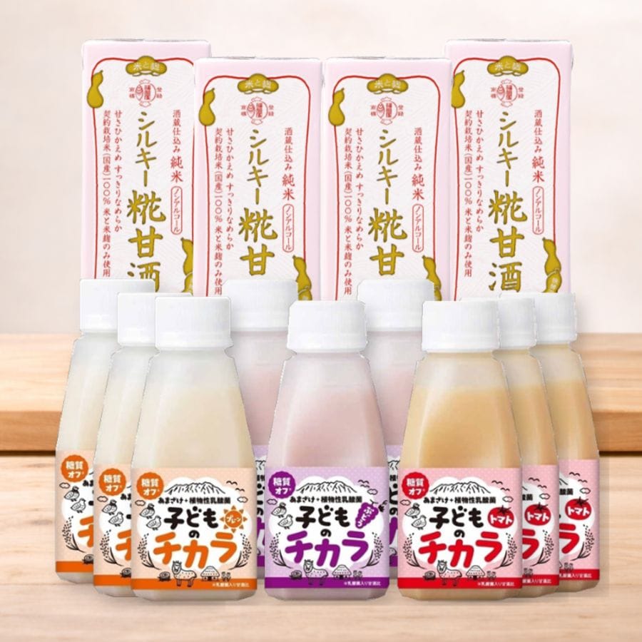≪ラクヨ≫ 子どものチカラ＆シルキー糀甘酒セット【腸活 発酵食品 甘酒 糀甘酒 米糀甘酒 発酵飲料 ノンアルコール 無添加 砂糖不使用 植物性乳酸菌 発酵甘酒 米麹 麹甘酒 健康習慣 飲み比べ 発酵食品セット セット 詰め合わせ 国産米 栄養補給】