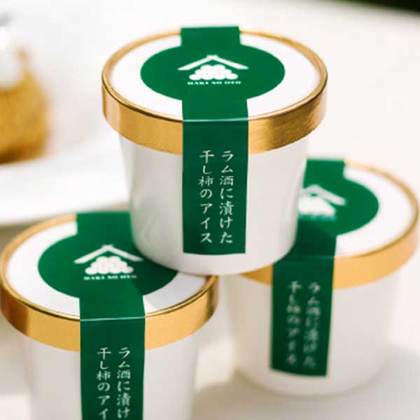 ≪里山のオーベルジュ薪の音≫ラム酒につけた干し柿のアイス 100ml (6個入り)