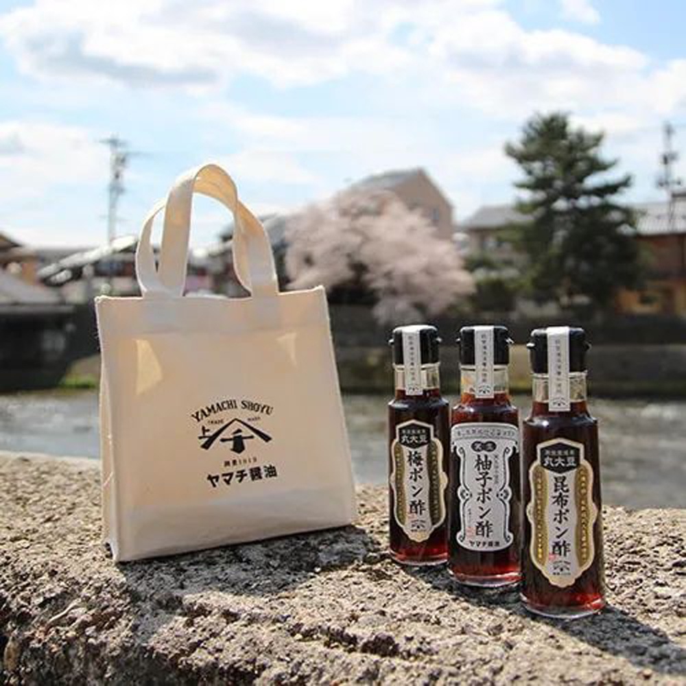 ≪ヤマチ醤油≫能登杉樽仕込みポン酢セット ミニコットンバッグ付