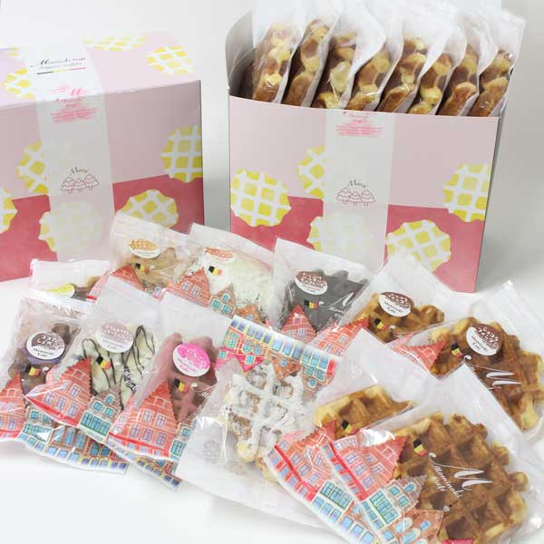 ≪もみの木カフェ≫ベルギーワッフル 20個入 プレーン10個&トッピング10個の満足ギフトセット