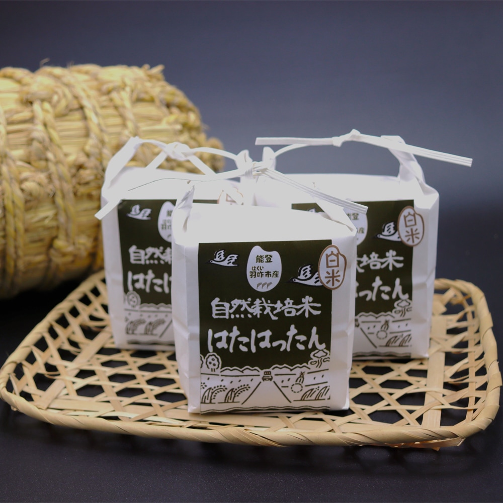 ≪いい道の駅 のと千里浜≫羽咋市産自然栽培米 はたはったん　精米/3㎏【自然栽培米  能登 お取り寄せ】
