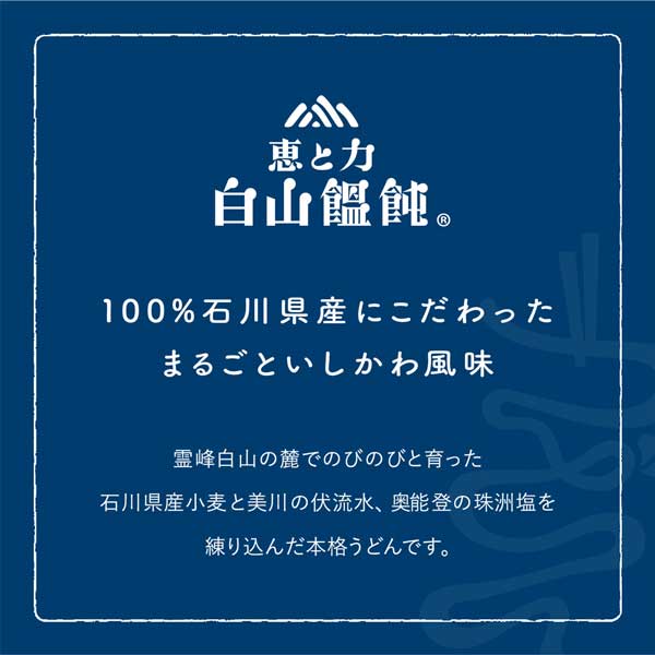 ≪メンツル製麺所≫冷凍白山饂飩 太麺 【冷凍うどん 個包装 保存料不使用 もち麦 焼きうどん 鍋うどん レンチン 低カロリー 石川県産 霊峰白山伏流水 奥能登珠洲塩】