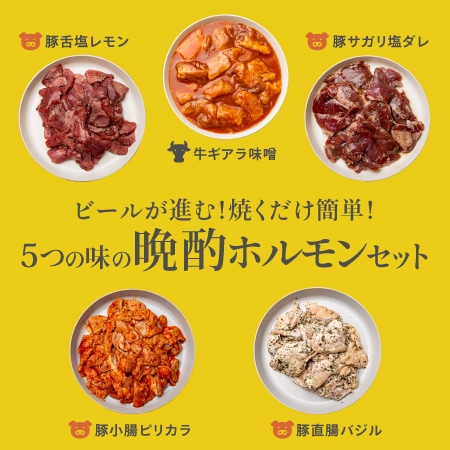【父の日限定】ビールが進む！焼くだけ簡単！5つの味の 晩酌ホルモンセット