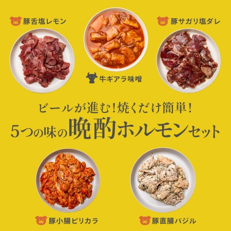 【父の日限定】ビールが進む！焼くだけ簡単！5つの味の 晩酌ホルモンセット