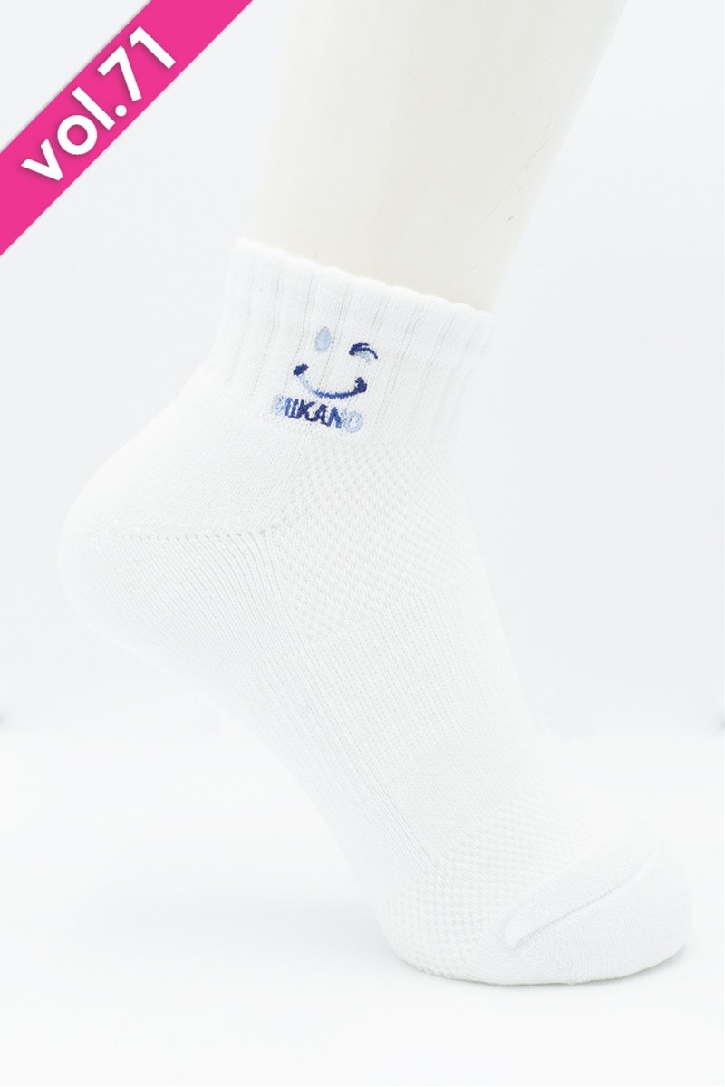 ショートソックス＊ホワイト/ブルーマルチ 【23-25】 [Vol.71 00645-233-9371] 定価\1,870（税込）継続商品