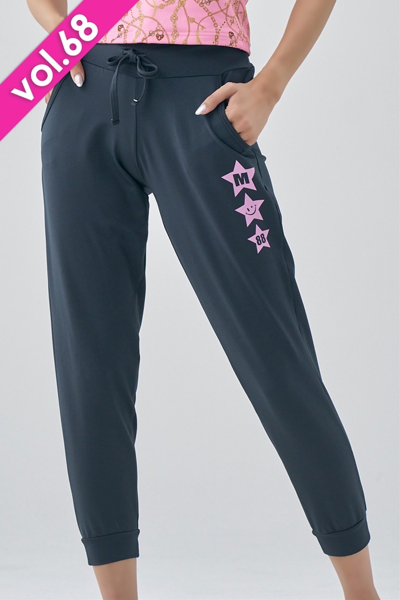 ミカノ サイドギャザーコンパクトギャングスターパンツ ブラック