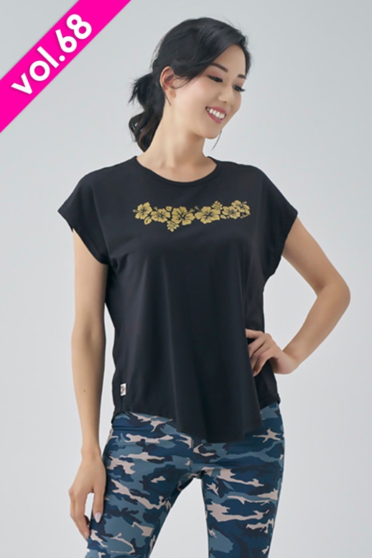 フィットネスウェア | エアリーTシャツ＊ブラック 【フリー】 [Vol.68 