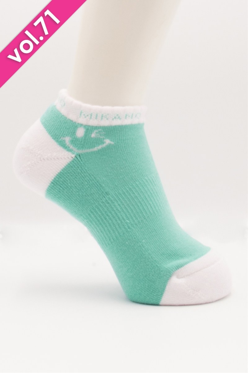 ベリーショートソックス＊ターコイズ/ホワイト 【23-25】 [Vol.71 00651-237-2187] 定価\1,705（税込）継続商品