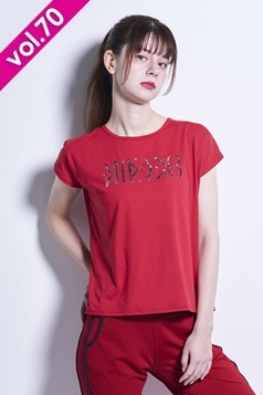 ミカランセ　ミカノ　サイドフラワーレース切替エアリーTシャツ フィットネスウェア | サイドフラワーレース切替エアリーTシャツ