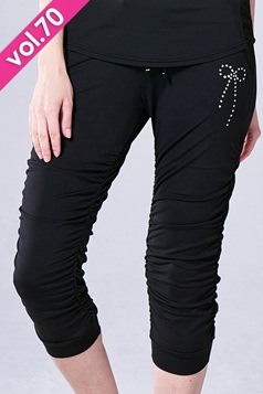 ミカノ　サイドギャザーコンパクトギャングスターパンツ　ブラック フィットネスウェア | サイドギャザーコンパクトギャングスター