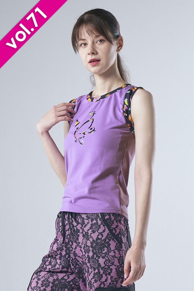 袖口ツイストデザインセミフィットタンクトップ＊フェアリーパープル 【フリー】 [Vol.71 71501-237-9063] 定価\9,350（税込）