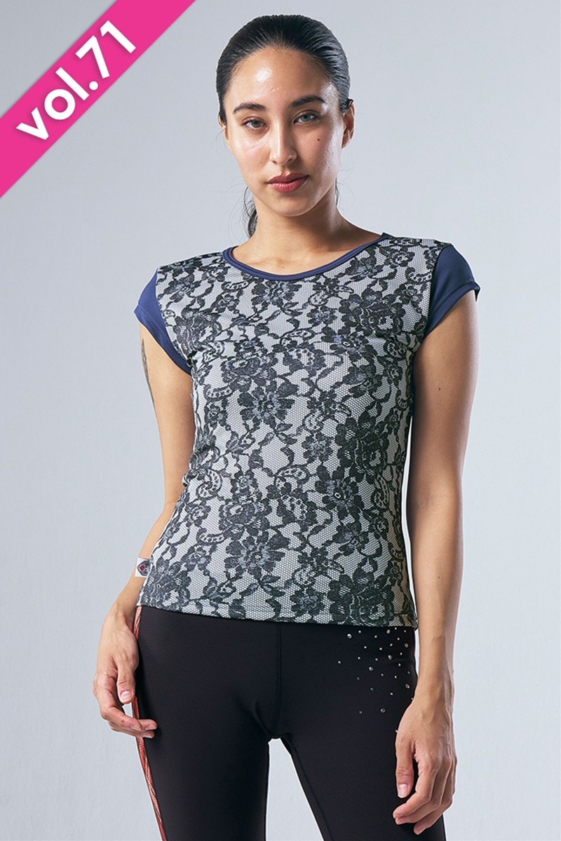 バックレース切替コンパクトTシャツ＊レースブラック 【フリー】 [Vol.71 71700-237-9230] 定価\9,130（税込）