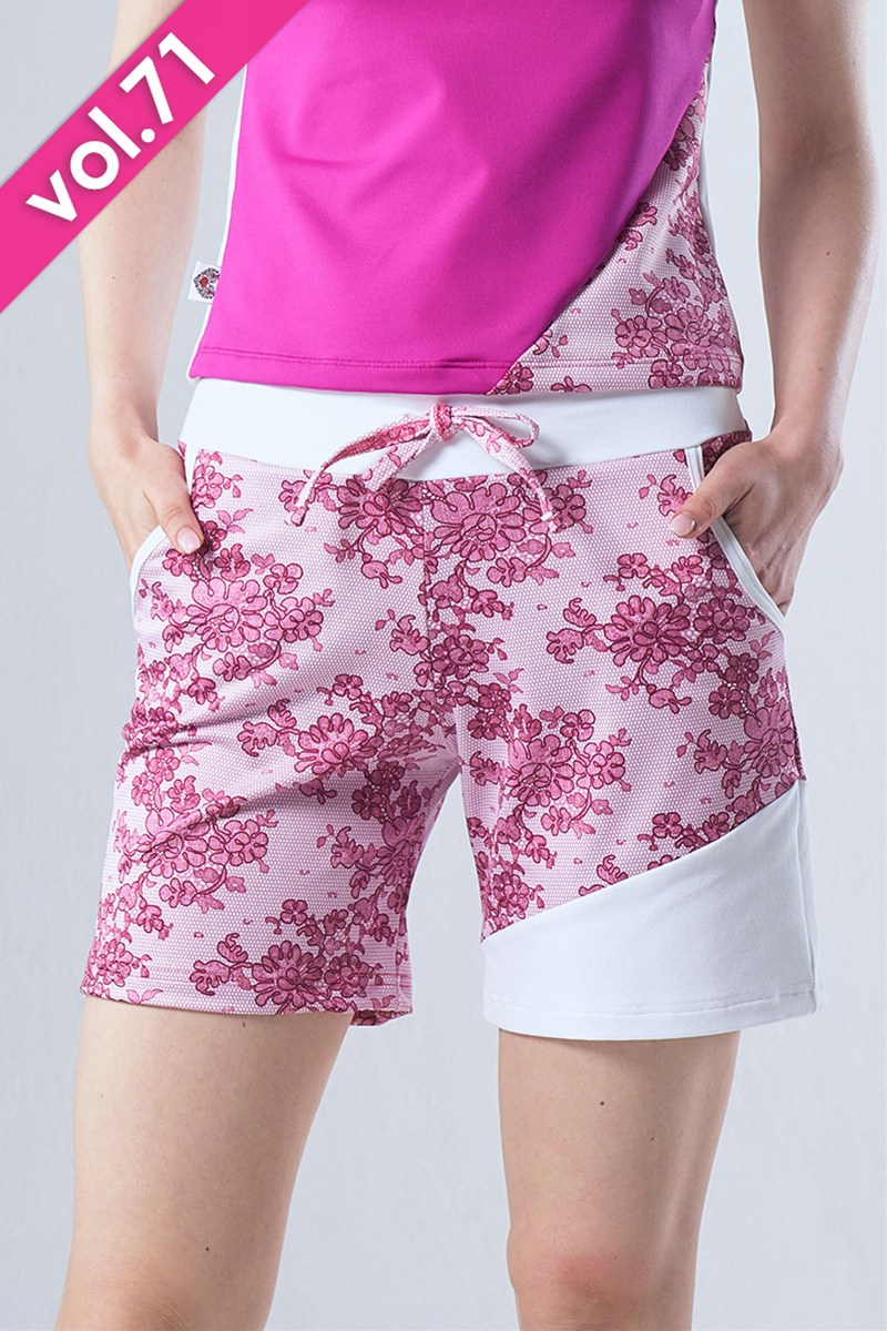 裾切替ミディアムパンツ＊フローラルレッド 【フリー】 [Vol.71 71330-237-8837] 定価\8,580（税込）