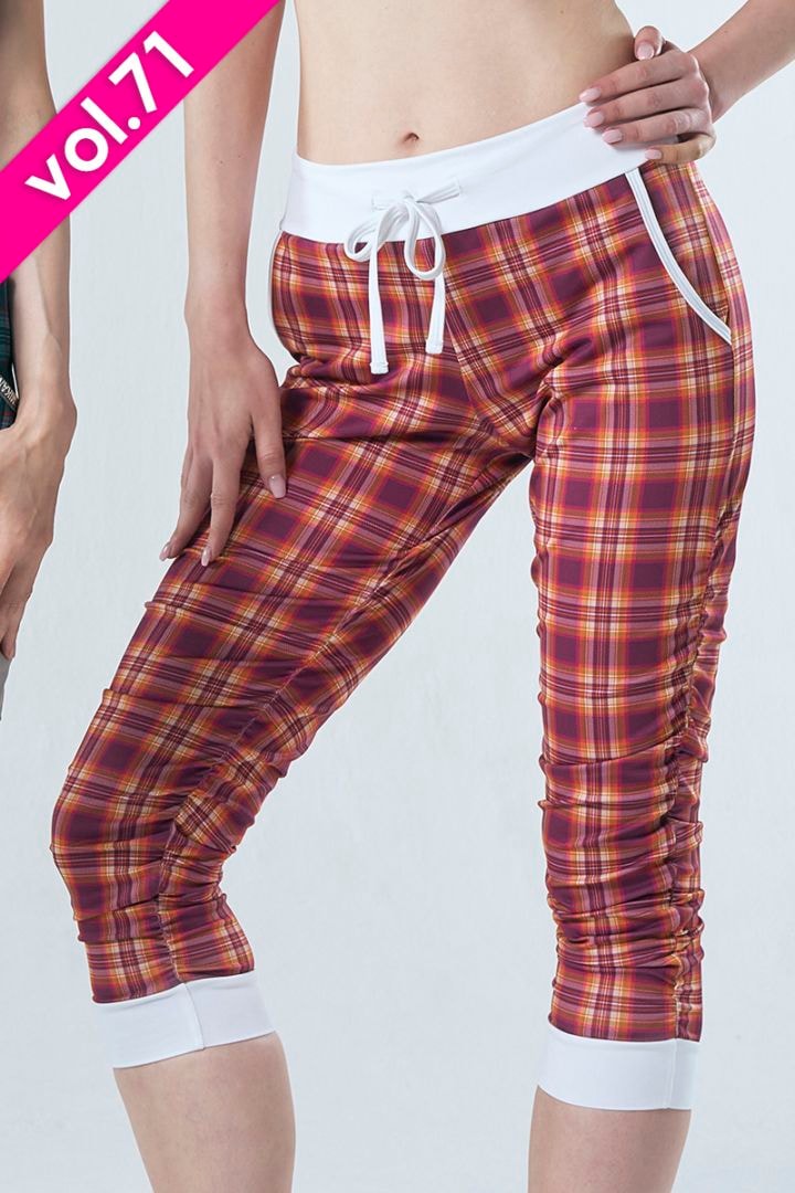 サイドギャザーコンパクトギャングスターパンツ＊タータンピンク 【フリー】 [Vol.71 71173-237-8288] 定価\12,980（税込）