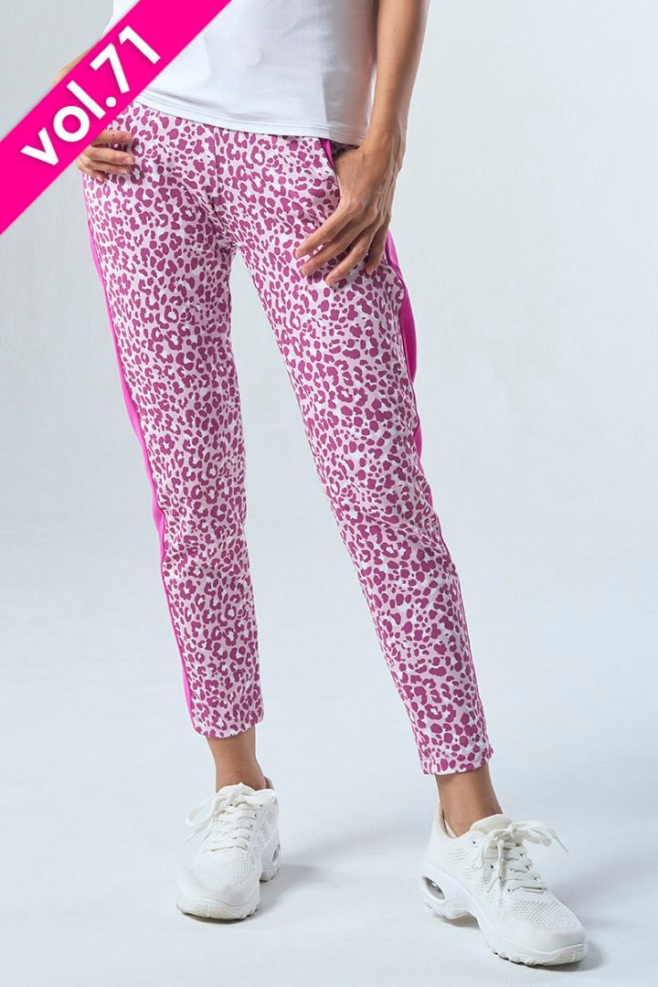 サイド切替ロングジョガーパンツ＊ローズレパード 【フリー】 [Vol.71 71147-237-8097] 定価\13,200（税込）