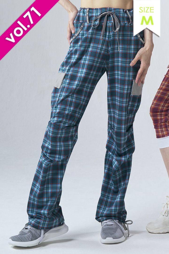 フィットネスウェア | カーゴロングパンツ＊タータングリーン