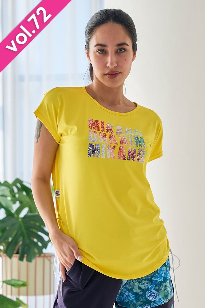 サイドギャザーエアリーTシャツ＊イエロー 【フリー】 [Vol.72 72716-611-0772] 定価￥9,350（税込）