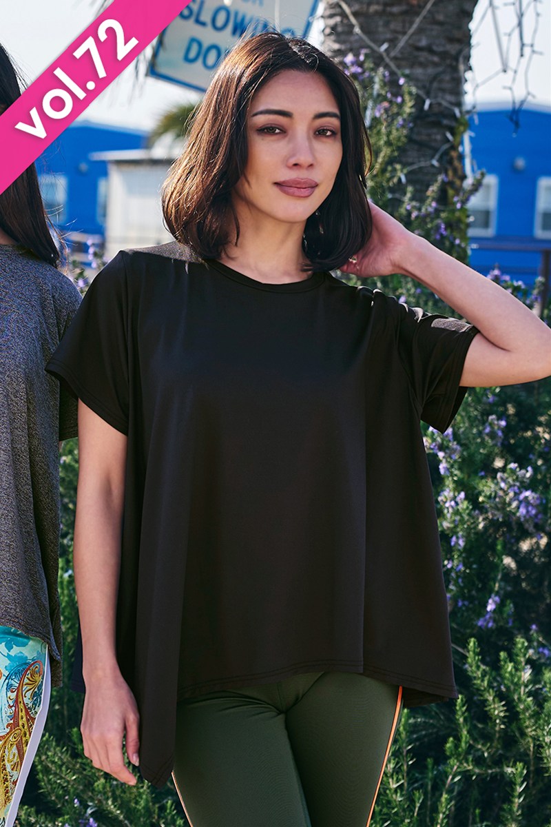 マキムリー出品 フィットネスウェア | アシンメトリーエアリーTシャツ＊ブラック