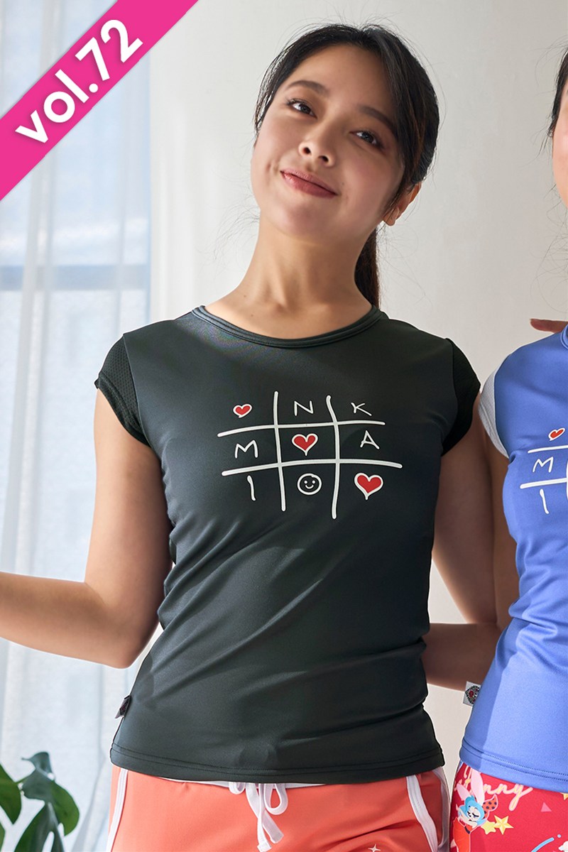 肩メッシュ切替コンパクトTシャツ＊ブラック 【フリー】 [Vol.72 72702-611-0970] 定価￥8,800（税込）