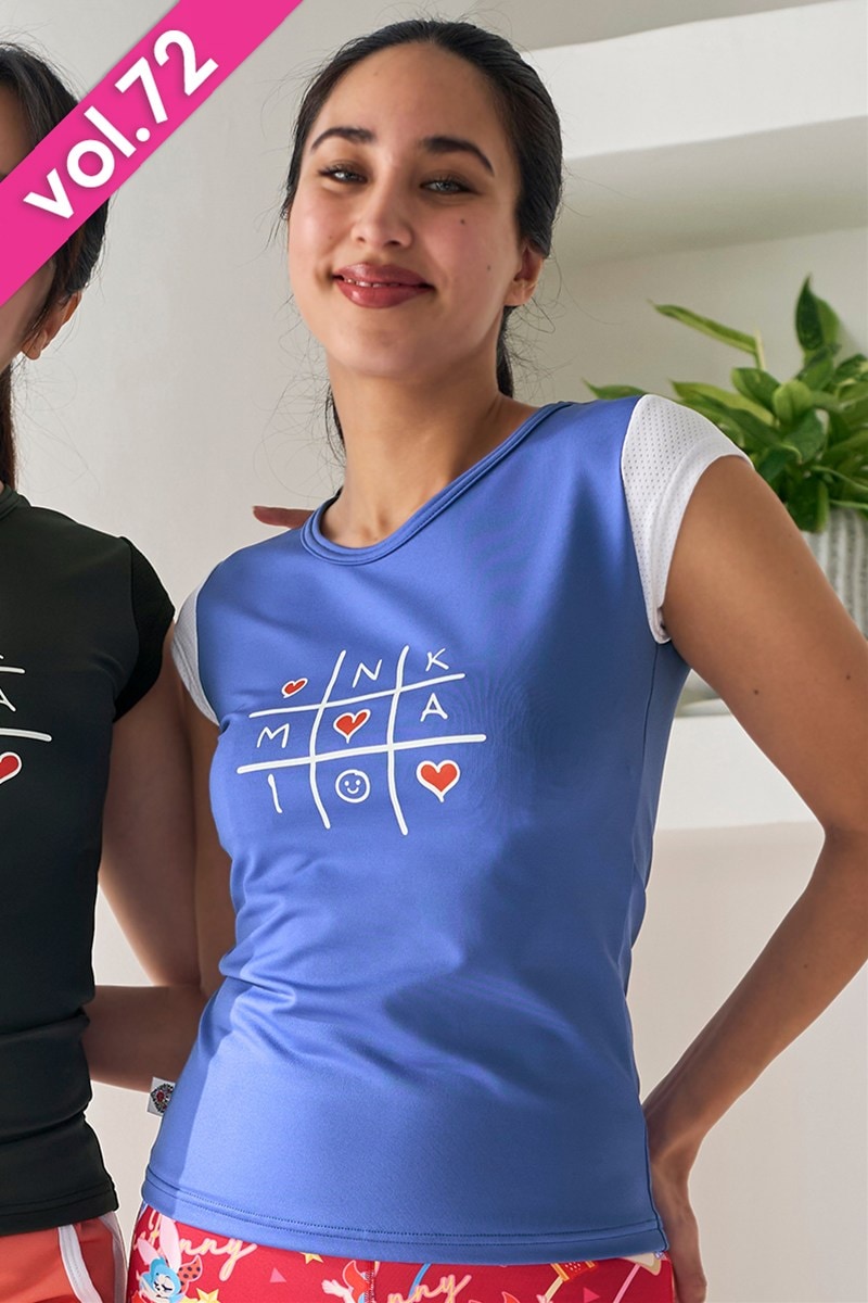 肩メッシュ切替コンパクトTシャツ＊ロイヤルブルー 【フリー】 [Vol.72 72702-611-0987] 定価￥8,800（税込）