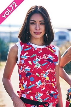 D&G BEACHWEAR ジュース柄 肩紐 リボン タンクトップ ピンク フィットネスウェア | バックデザインベーシックタンクトップ
